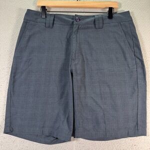 O'Neill Delta Plaid Chino Short‎ Mens 34 Dark Navy Blue Relaxed Fit Comfort 9"